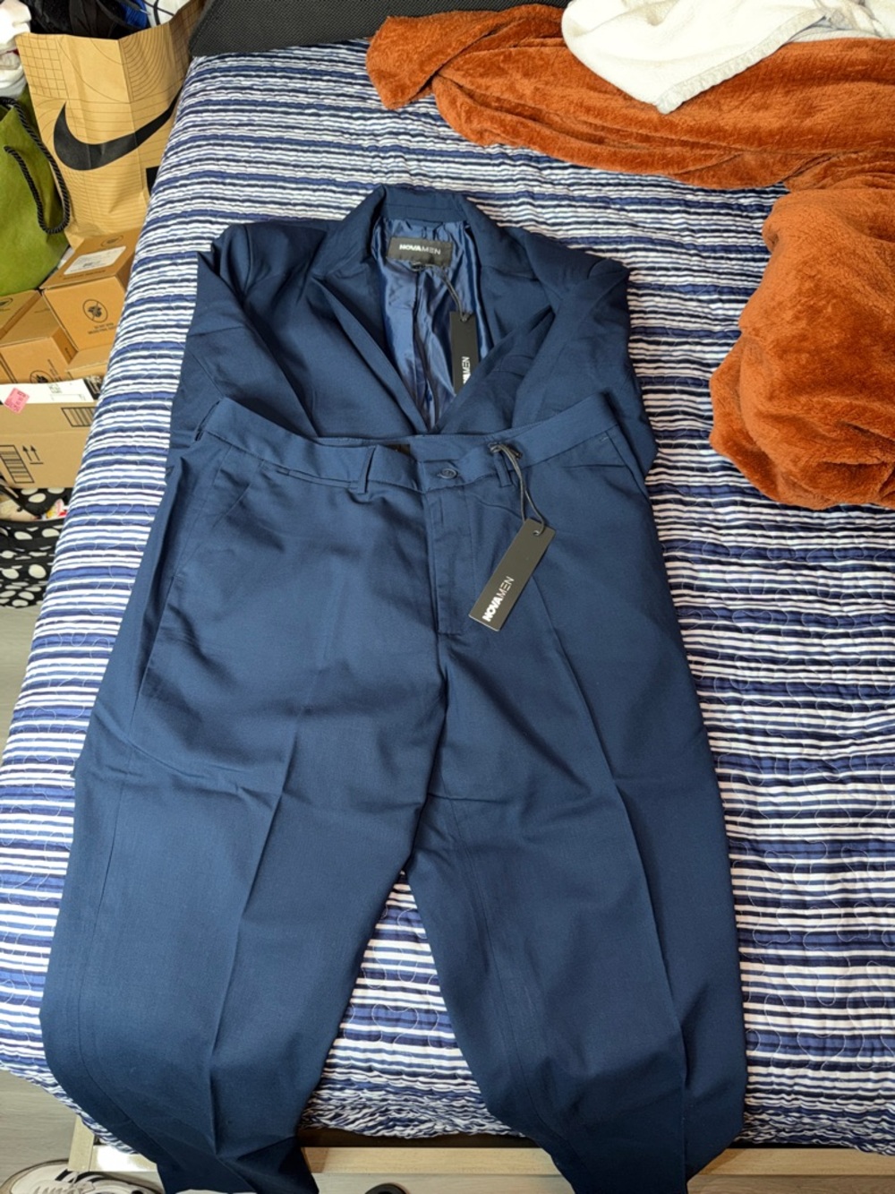 Fashion Nova Men's Navy Blue Suit Jacket & Pants